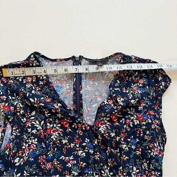 J. Crew Cottage Core Blue Wrap Ruffle Mini Dress V Neck Casual Elegant Sz 4 - Picture 5 of 9